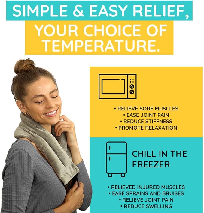 Microwavable Heating Pads For Neck Pain Relief, Back Pain, Shoulder Pain Relief - Microwave Heating Pad For Cramps And Muscle Relief, Hands- Free Heat Pack For Tense Muscle - 1 Pack - Lavender Scented HPSolutions