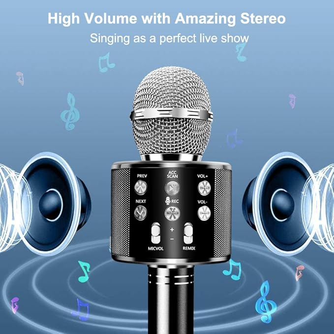 Microphone for Kids, Voice Changing Karaoke Micorphones Boys Girls Gifts for Kids Party Singing Microphone, White Elephant Gift for Adults FINYIORE