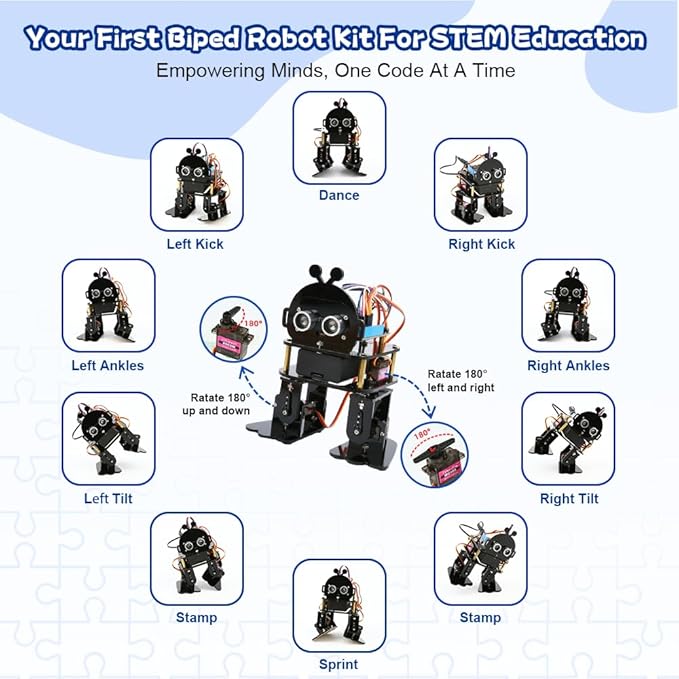 ACEBOTT Robotics for Kids Ages 12-16，Bionic Biped Robot Kit for Arduino ESP32, STEM Science Kits, Cool Engineering Building Toys, Science Coding Kit for 12+ Boys Girls Teens and Adults Unique Gifts ACEBOTT