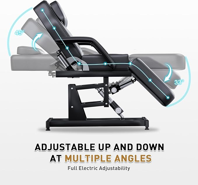 Stationary Massage Table with Memory Foam, Massage TattooTable with Adjustable Height, Facial Bed for Esthetician, PU Leather for Physical Therapy & Spa (Metal/ 3 Molds-1-Black, 40''L x 21''W) Kick Boosters