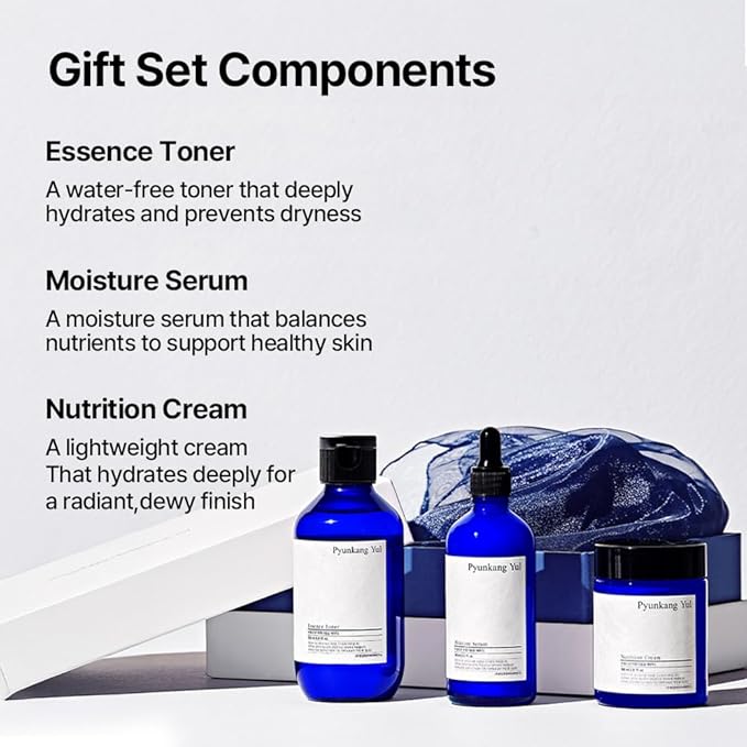 [PKY] Pyunkang Yul Basic Line Skincare Gift Set, Holiday Essentials for Moisturizing & Nourishing, Toner, Serum & Face Cream, Ideal for Gifting (3-Item Set) PyunkangYul