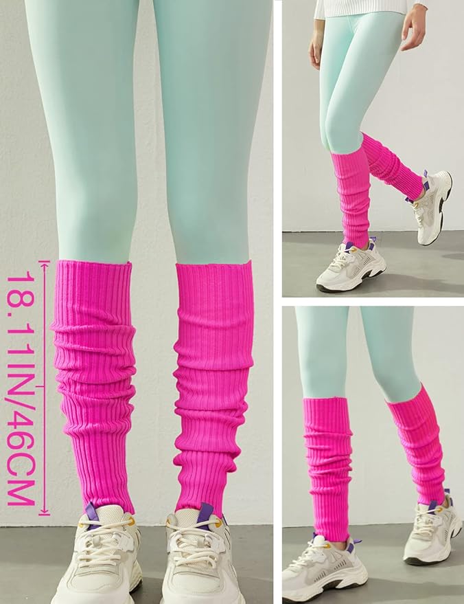 v28 Women Juniors Neon Ribbed Leg Warmers for 80s Eighty's Party Sports Yoga v28