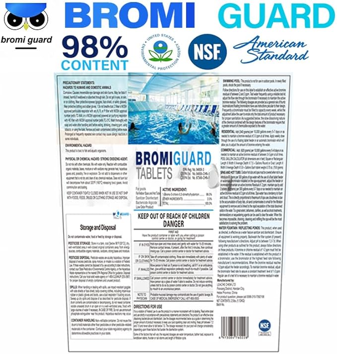 【1 Inch 5.5 Lbs】 Bromine Tablets for Spa Hot Tub Chemical Tabs Brominating Tablets Spa Hot Tub Chemical Sanitizer BROMIGUARD
