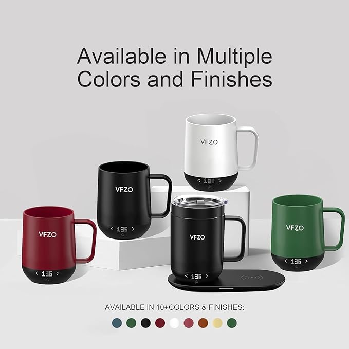16Oz Temperature Control Smart Mug, Self Heating Coffee Mug LED Display, 180 Min Battery Life - Hot up to 149℉ Fast Wireless Charger Base Improved Design Coffee Serving Sets (16oz, Lemon) VFZO