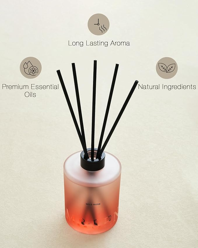 M&SENSE Wild Rose Reed Diffuser Set - 16.9 fl oz Large Room Scented Diffuser with Sticks, Long-Lasting Home Fragrance Gift for Bedroom, Bathroom & Office Decor MSENSE