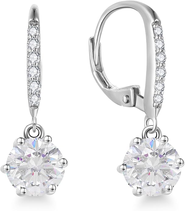 Starchenie Moissanite Earrings for Women D Color VVS1 1CT Moissanite Dangle Drop Earrings 925 Sterling Silver 18K White Gold Plated Jewelry starchenie