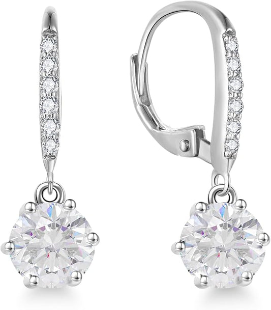 Starchenie Moissanite Earrings for Women D Color VVS1 1CT Moissanite Dangle Drop Earrings 925 Sterling Silver 18K White Gold Plated Jewelry starchenie
