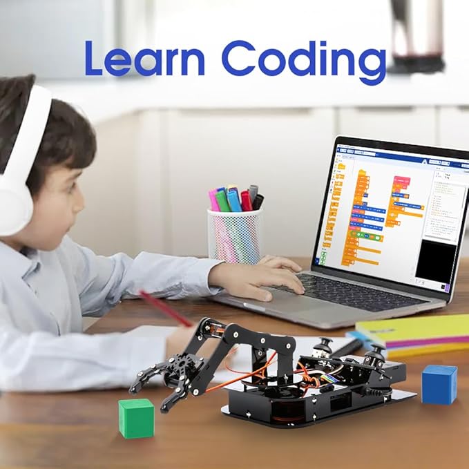 ACEBOTT 4 DOF ESP32 Robotic Arm Kit for Kids 8-12, Robotics Kit App Remote Control Robot Toys Compatible with Arduino, STEM Educational DIY Robot Arm Kit Gift for Teenagers & Adults ACEBOTT