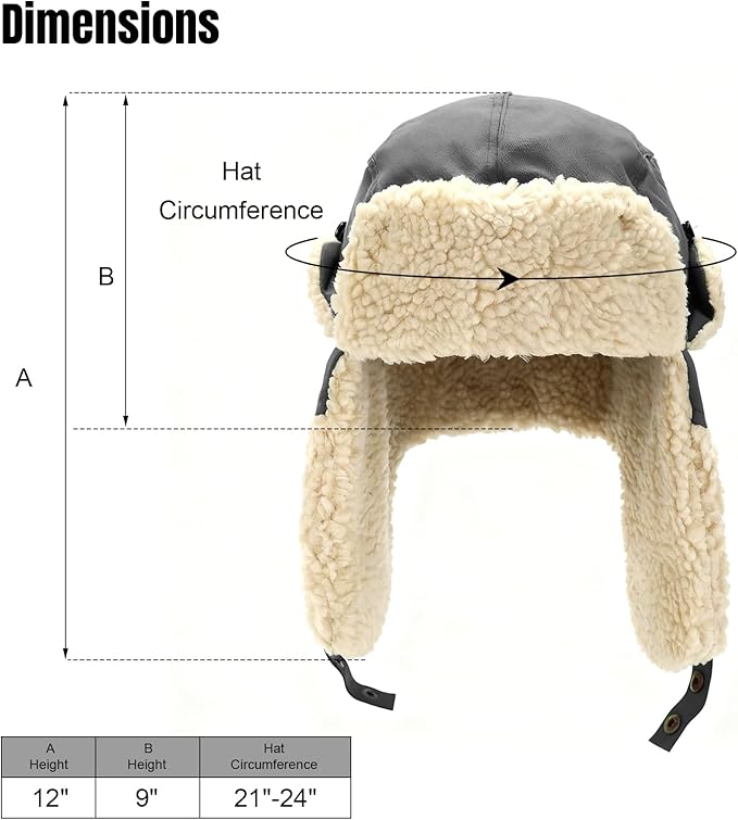 Ushanka Trapper hat, Winter Russian Hats for Men & Women Bomber Hat with Ear Flaps Warm Eskimo Trooper Hats HIKERBRO