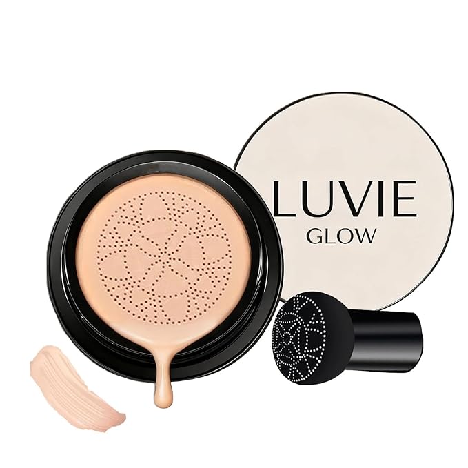Luvie Glow Foundation Cushion, 2026 New Mushroom Head Air Cushion CC Cream, Full Coverage Foundations for Mature Skin, BB Cream for All Skin Types (Natural) TWWKDD
