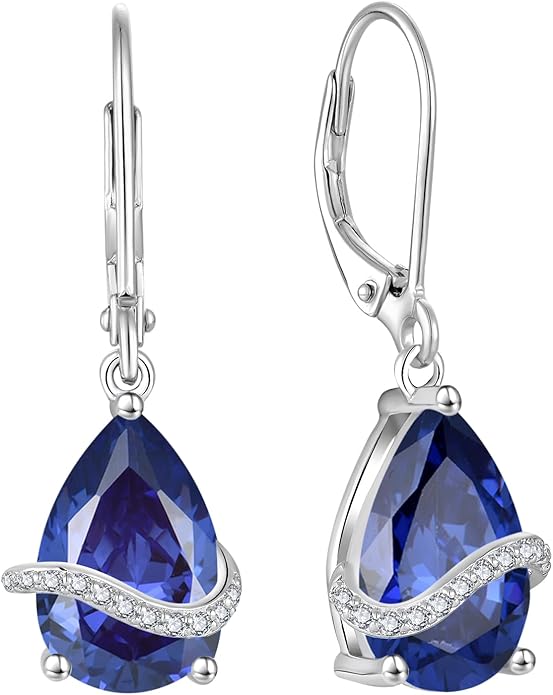 Teardrop Dangle Drop Earrings for Women 925 Sterling Silver Leverback Earrings Birthstone Jewelry Gifts for Her INPASNE