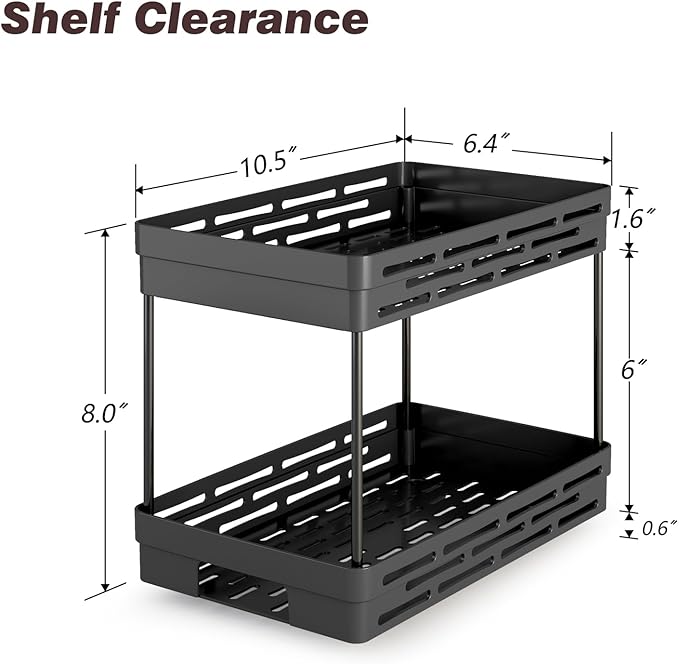 Pull Out Spice Rack Organizer for Cabinet, 2 Pack Widen Slide Out Spice Racks Organizer, Spice Cabinet Organizers, Cabinet Size Need:12'' Highx11'' Deepx6.75'' Wide,Hold 15 Spice Jar Each Tier-2Tier DABIGE