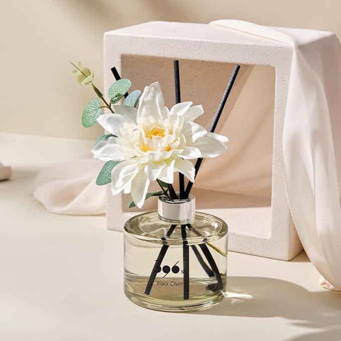 396 st. Dahlia Flower Reed Diffuser, White Musk, 200ml(6.7oz) / Reed Diffuser Sets, Home Fragrance, Scented Oils, Home & Bathroom Décor 396st
