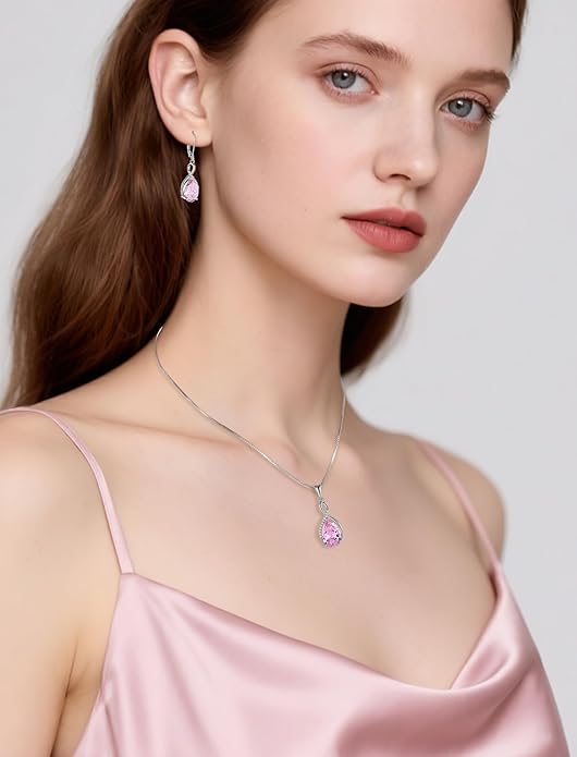 Earrings for Women 8x12mm Birthstone Sterling Silver Infinity Dangle Drop Leverback Earring EJARY