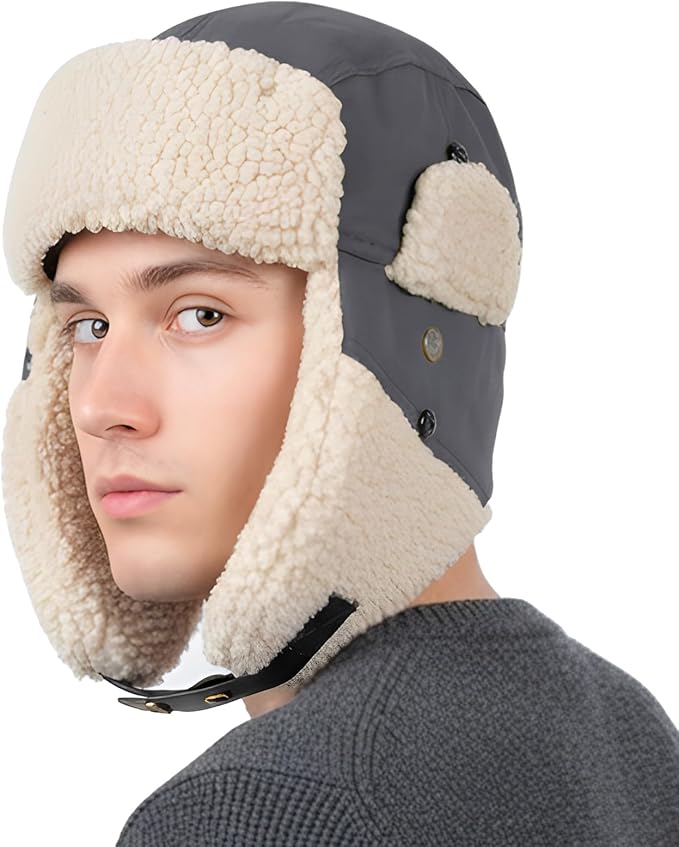 Ushanka Trapper hat, Winter Russian Hats for Men & Women Bomber Hat with Ear Flaps Warm Eskimo Trooper Hats HIKERBRO