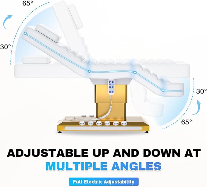 Stationary Massage Table with Memory Foam, Massage TattooTable with Adjustable Height, Facial Bed for Esthetician, PU Leather for Physical Therapy & Spa (Metal/ 3 Molds-1-White, 35.4''L x 20''W) Kick Boosters