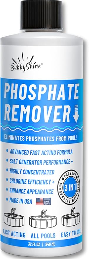 Phosphate Remover - Pool Chemicals, Pool Phosphate Remover, Pool Chemicals For Inground Pools & Above Ground Swimming Pools, Perfect for Pool Openings to Make Your Pool Phosphate Free 32oz BubbyShine