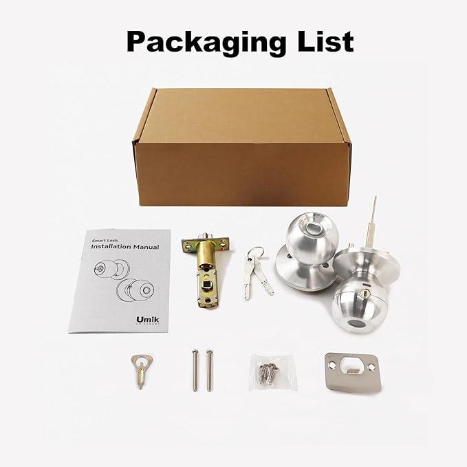 Fingerprint Door Lock, Smart Door Knob, Keyless Entry Door Lock with App Control, Thumbprint Door Knob with Backup Key, Suitable for Home, Bedroom, Apartments, Garage, Office - Sliver UMIKSMARTLOCK