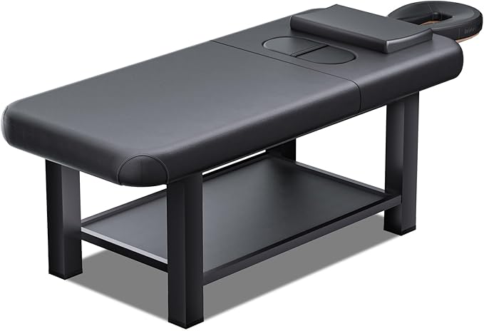 Stationary Massage Table with Memory Foam, Massage TattooTable with Adjustable Height, Facial Bed for Esthetician, PU Leather for Physical Therapy & Spa (Metal, 80''L x 32''W) Kick Boosters