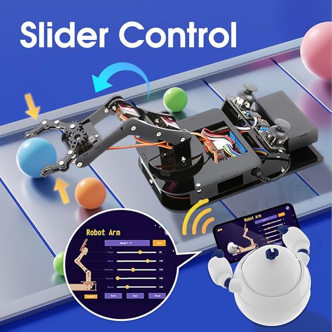 ACEBOTT 4 DOF ESP32 Robotic Arm Kit for Kids 8-12, Robotics Kit App Remote Control Robot Toys Compatible with Arduino, STEM Educational DIY Robot Arm Kit Gift for Teenagers & Adults ACEBOTT