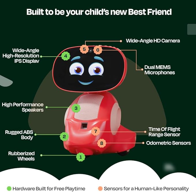 Miko 3 AI Robot for Kids – Smart Educational & STEAM Learning Robot with Interactive Apps, Games, Stories & Activities for Girls & Boys Ages 5–10 | Red Miko