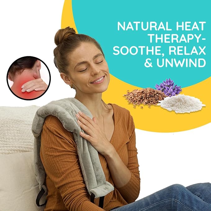 Microwavable Heating Pads For Neck Pain Relief, Back Pain, Shoulder Pain Relief - Microwave Heating Pad For Cramps And Muscle Relief, Hands- Free Heat Pack For Tense Muscle - 1 Pack - Lavender Scented HPSolutions