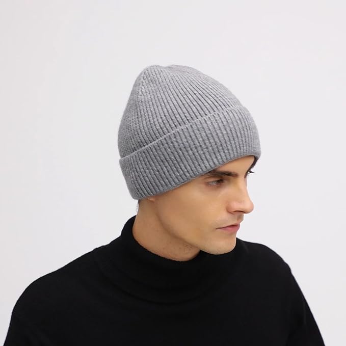ZOORON Warm Knit Beanie for Men Women Winter Hat, Thick Fisherman Beanies Cuffed Plain Skull Caps ZOORON