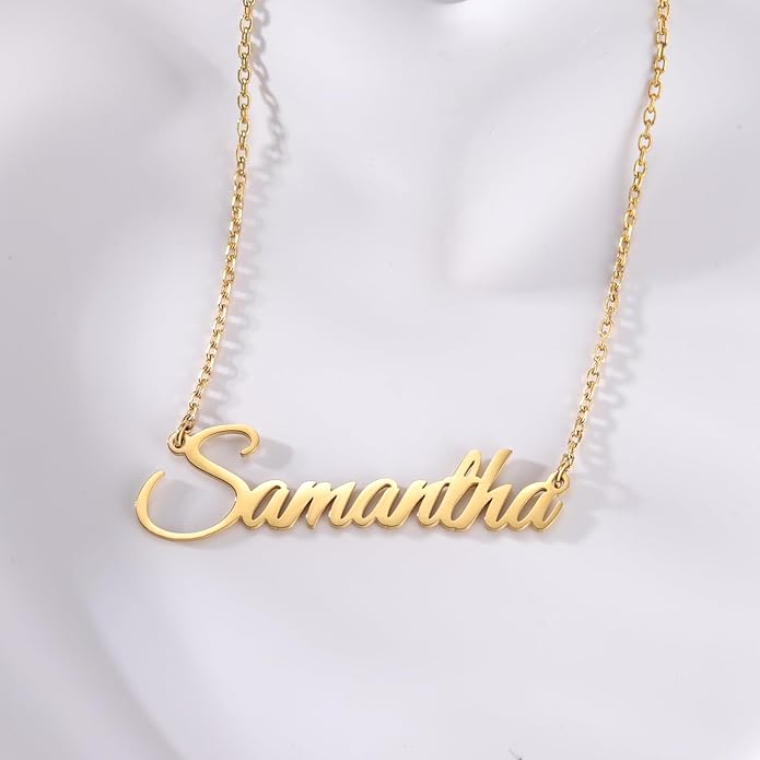 TinyName Custom Name Necklace Personalized 18K Gold Plated Nameplate Customized Jewelry Gift for Women TinyName
