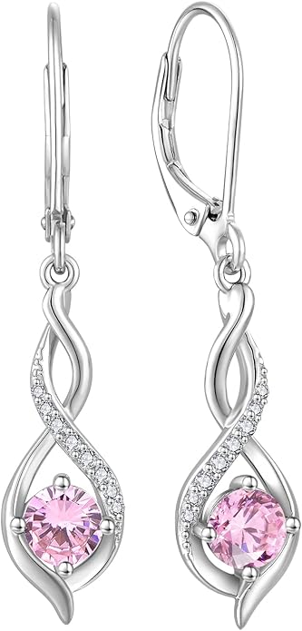 Infinity Dangle Drop Earrings for Women 925 Sterling Silver Leverback Earrings with Birthstone Jewelry Gifts for Women BlaniyJewelry