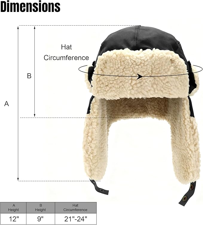 Ushanka Trapper hat, Winter Russian Hats for Men & Women Bomber Hat with Ear Flaps Warm Eskimo Trooper Hats HIKERBRO