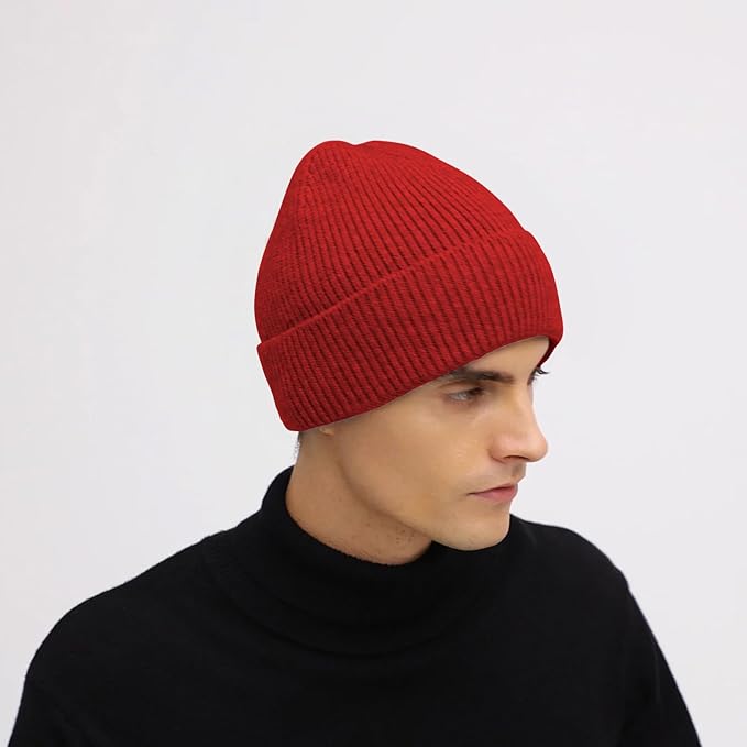 ZOORON Warm Knit Beanie for Men Women Winter Hat, Thick Fisherman Beanies Cuffed Plain Skull Caps ZOORON