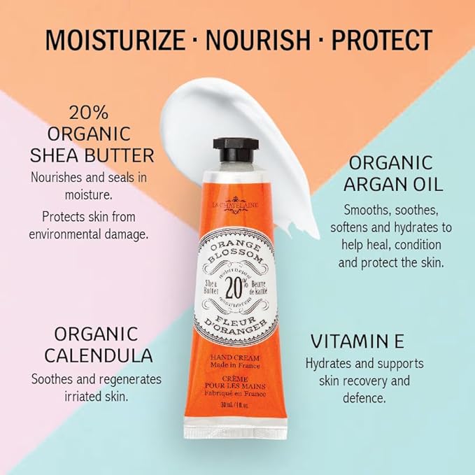 La Chatelaine Hand Cream Trio Tin, Holiday Gift Set, Natural Hand Lotion, Made in France with 20% Organic Shea Butter, Nourishing (Gardenia or Coconut Milk, Orange Blossom, Oud Rose) 3 x 1 fl. oz LaChatelaine