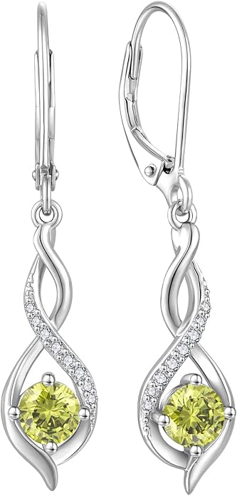 Infinity Dangle Drop Earrings for Women 925 Sterling Silver Leverback Earrings with Birthstone Jewelry Gifts for Women BlaniyJewelry