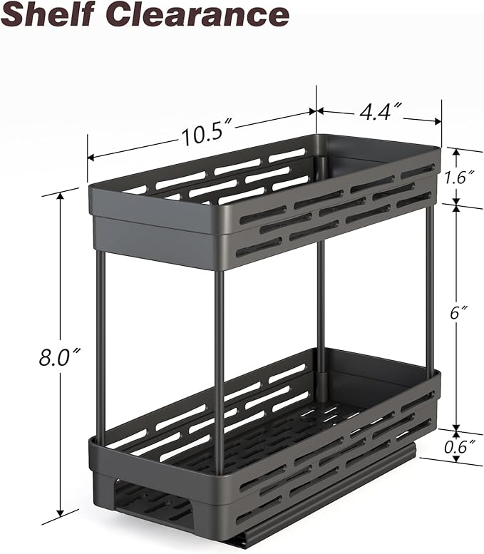 Pull Out Spice Rack Organizer for Cabinet, 3 Packs Slide Out Spice Racks Organizer, Spice Cabinet Organizers, Cabinet Size Need:12'' Highx11'' Deepx5'' Wide,Each Tier Hold 10 Spice Jar - 2 Tier, Black DABIGE