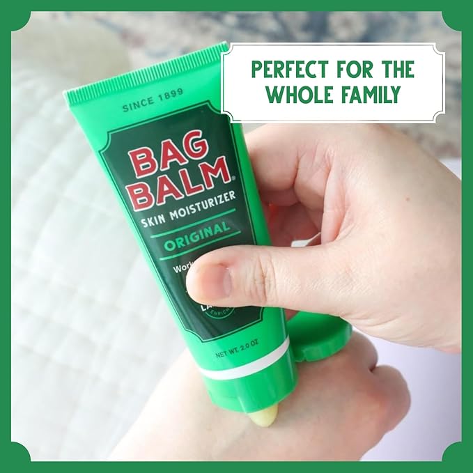 Bag Balm Vermont's Original Hand Moisturizer, Hand Balm for Dry Skin, Cracked Hands, Heels & Dry Hands Treatment, For Dogs and More Ointment, Dry Skin Lotion (2oz Tube (Pack of 2)) BagBalm