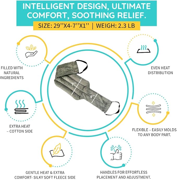 Microwavable Heating Pads For Neck Pain Relief, Back Pain, Shoulder Pain Relief - Microwave Heating Pad For Cramps And Muscle Relief, Hands- Free Heat Pack For Tense Muscle - 1 Pack - Lavender Scented HPSolutions