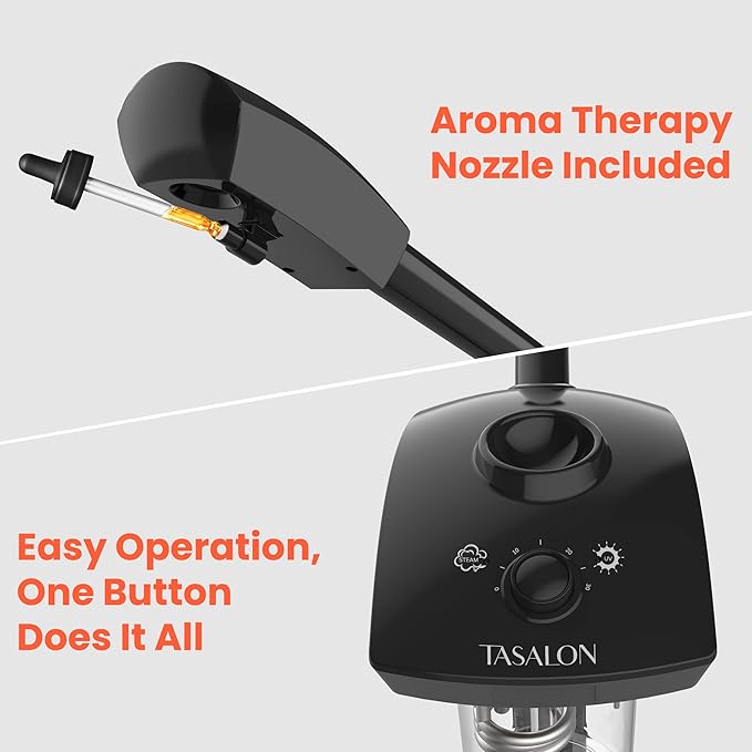 TASALON Ionic Facial Steamer, Professional Face Steamer for Facial, Esthetician Steamer for Face Spa and Salon Beauty, Hot Ionic Mist Face Steamer for Facial Deep Cleaning Skin Care Equipment- Black TASALON