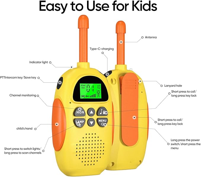Walkie Talkies for Kids Rechargeable 3 Pack Walkie Talkies, Long Range 22 Channels 2 Way Radio Kids Birthday Toy Gift for 3-12 Year Old Boys Girls Outdoor Adventures Camping Hiking HPROMOT