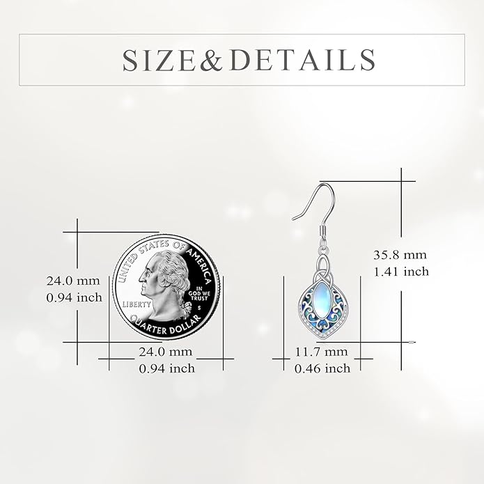 YFN Filigree Moonstone Dragonfly Earrings Sterling Silver Teardrop Bohemian Irish Celtic Knot Drop Dangle Earrings Abalone Shell Jewelry Gifts for Women YFN