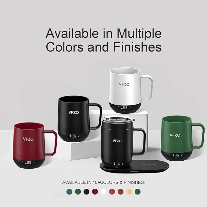 16Oz Temperature Control Smart Mug, Self Heating Coffee Mug LED Display, 180 Min Battery Life - Hot up to 149℉ Fast Wireless Charger Base Improved Design coffee serving sets mug(16oz, Dusty Rose) VFZO