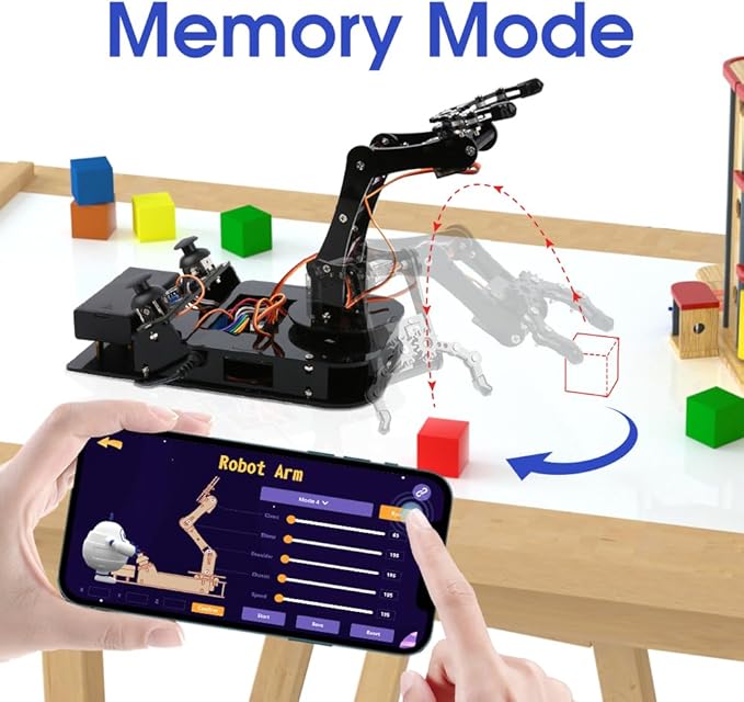 ACEBOTT 4 DOF ESP32 Robotic Arm Kit for Kids 8-12, Robotics Kit App Remote Control Robot Toys Compatible with Arduino, STEM Educational DIY Robot Arm Kit Gift for Teenagers & Adults ACEBOTT