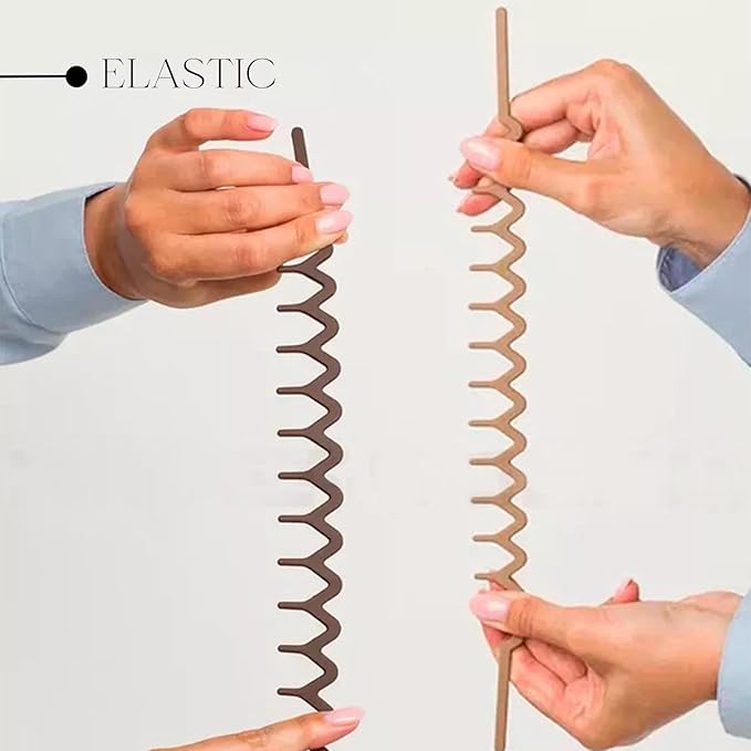 6 PCS Zig Zag Headbands Plastic Wavy Hair Head Band Comb with Teeth Hoop Accessories for Women Men Girls, Matte Morandi Kick Boosters