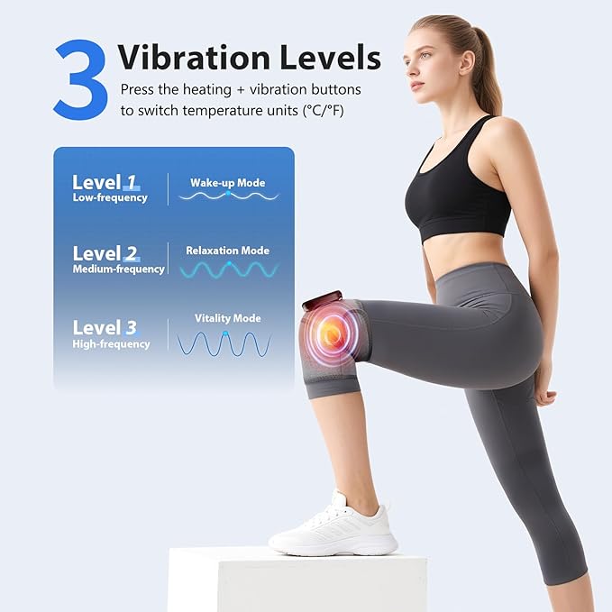 Heated Knee Massager, Foot Massager with Heat, Shoulder Massagers with Heat, Knees Warmers Wrap, 3-in-1 Vibration Heating Pad for Knee, Shoulder, and Elbow, Adjustable Size, Gifts for Dad Mom (Grey) Kick Boosters