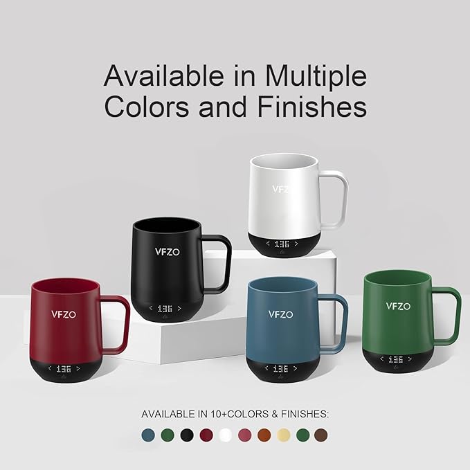 Temperature Control Smart Mug, Self Heating Coffee Mug LED Display, 180 Min Battery Life - Hot up to 149℉ Fast Wireless Charger Base Improved Design coffee serving sets mug(12oz, Black) VFZO
