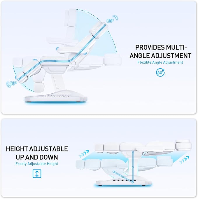 Stationary Massage Table with Memory Foam, Massage TattooTable with Adjustable Height, Facial Bed for Esthetician, PU Leather for Physical Therapy & Spa (Metal/ 3 Molds-White, 44.7''L x 22''W) Kick Boosters