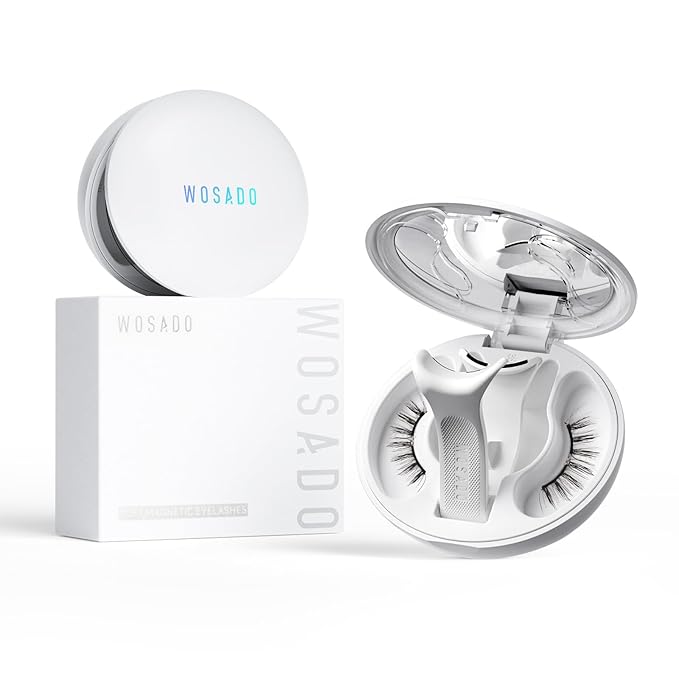 WOSADO Magnetic Eyelashes with Applicator Kit, [V17 Ice Black] Reusable Magnetic Lashes without Eyeliner, Glue-free False Lashes, Waterproof, Lightweight, Suit for Natural Makeup