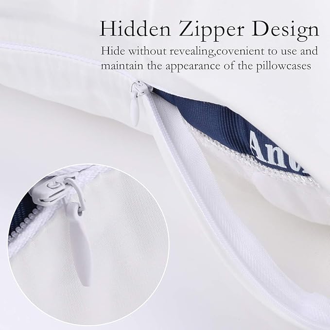 Silk Pillowcase for Hair and Skin 2 Pack 100% Mulberry Silk Bed Pillowcase Hypoallergenic Soft Breathable Both Sides Silk Pillow Case with Hidden Zipper, Standard Size Pillow Cases (White) JOGJUE