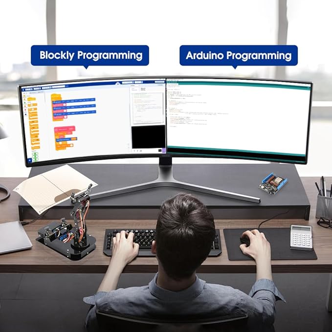 ACEBOTT 4 DOF ESP32 Robotic Arm Kit for Kids 8-12, Robotics Kit App Remote Control Robot Toys Compatible with Arduino, STEM Educational DIY Robot Arm Kit Gift for Teenagers & Adults ACEBOTT