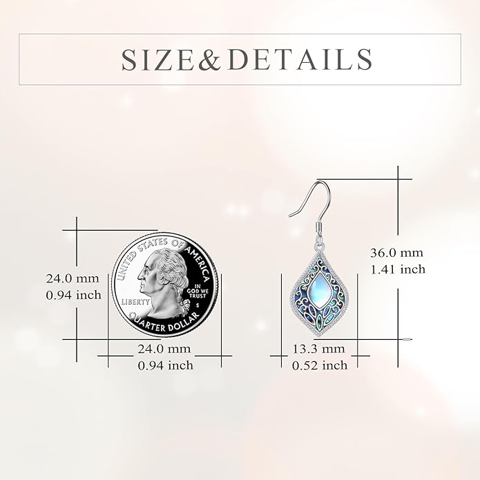 YFN Filigree Moonstone Dragonfly Earrings Sterling Silver Teardrop Bohemian Irish Celtic Knot Drop Dangle Earrings Abalone Shell Jewelry Gifts for Women YFN