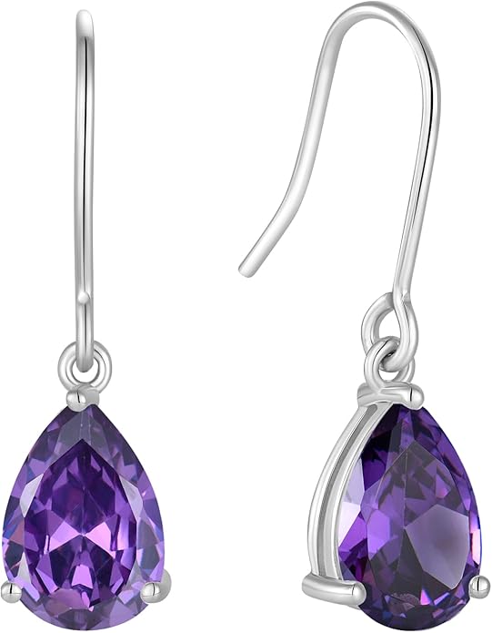 925 Sterling Silver 7x10MM Teardrop Birthstone Earrings, Solitaire Dangle Fish Hook Earrings for Women, Prom Jewelry Gifts RaymardJewelry
